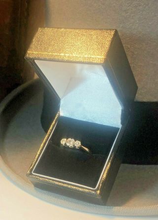 Antique Vintage 18 Carat Gold Triple Diamond Engagement Formal Dress Ring Size M