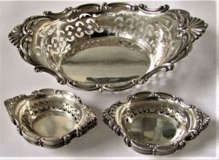 Gorham Sterling Cromwell Master Nut Dish & 12 Nut Cups 416 Grams Ex - Cond No Mng