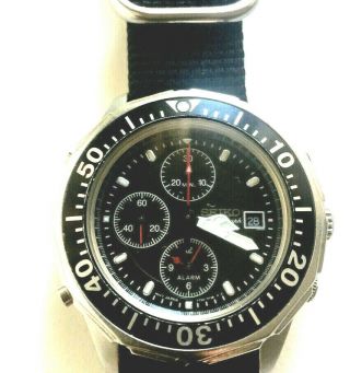 On Offer Is A Collectible,  Ss Seiko 3 Register Chronograph 7t32 7079 Quartz Watc