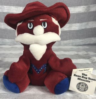 Vintage Ole Miss Rebels Colonel Reb Bean Bag Team Mascot W/ Tags Colonel Reb Wow