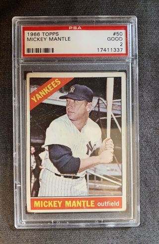 1966 Topps Mickey Mantle 50 Psa 2 Good Hof Yankees