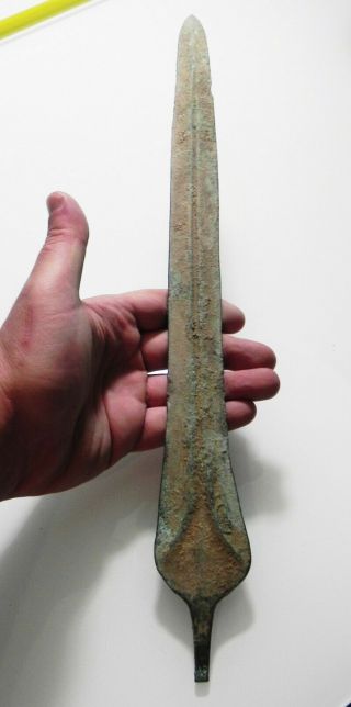 Zurqieh - As16246 - Ancient Luristan Bronze Long Spear Head.  1200 - 900 B.  C