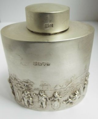 Decorative English Antique 1902 Solid Sterling Silver Tea Caddy Box