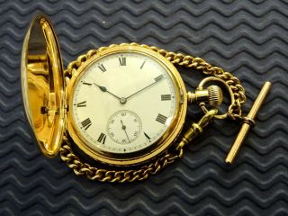 Elgin 15j Gents Rolled Gold Full Hunter Pocket Watch & Chain C1911 Antique.