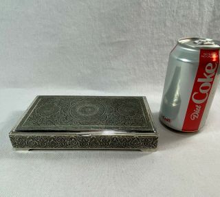 Antique Persian 84 Silver Gilt Interior Table Box W Hand Chased Decorations 14oz