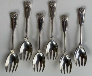 6 Vintage Tiffany & Co Sterling Silver Ice Cream Forks Shell & Thread