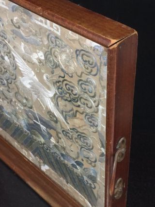 Antique Chinese MANDARIN RANK BUZI Embroidery China QING DYNASTY w/ Wood Frame 5