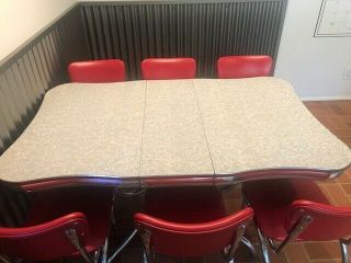 Vintage Formica Red and Gray Table and Chair Kitchen Set - 1950s era 3