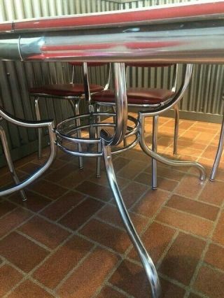 Vintage Formica Red and Gray Table and Chair Kitchen Set - 1950s era 4