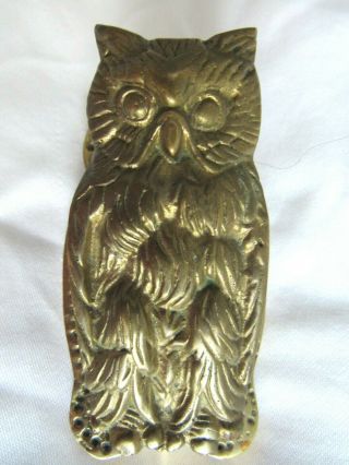 Vintage Brass Owl Bird Desk Wall Letter Holder Clip.