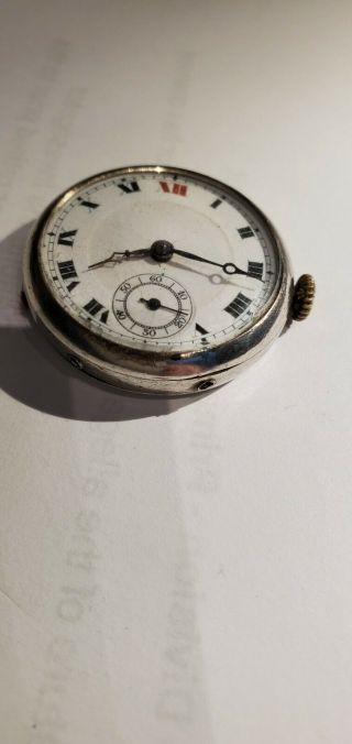 Vintage Sterling Silver Military Officers Trench Watch