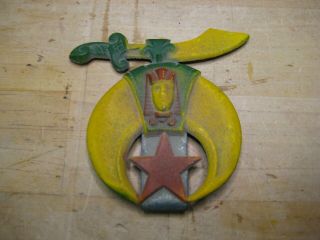 Vintage Shriners License Plate Topper Aluminum Casting Painted