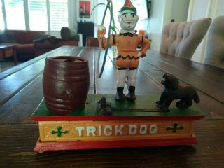 Vintage Cast Iron Trick Dog Mechanical Bank