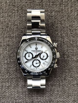 Pagani Design Chronograph 40mm Stainless Steel Watch White Dial Pd - 1644