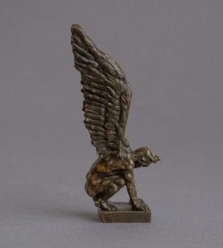 Vintage Solid Bronze Miniature Fallen Angel Sculpture Devil/satan Signed