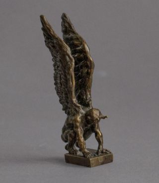 Vintage SOLID BRONZE Miniature FALLEN ANGEL SCULPTURE Devil/Satan SIGNED 3