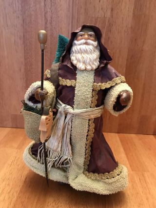 Clothtiques Possible Dreams - Santa With Burgundy Robe And Staff Vintage 1988