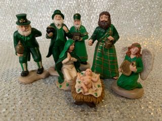 Vintage Irish Christmas Nativity Set: Leprechaun Wise Men—ireland Green
