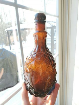 Antique 1860s Medium Amber Pineapple Bitters Bottle