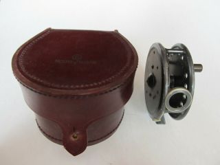 Vintage Hardy Bros.  “the St.  George” 3 ¾” Fly Fishing Reel With Leather Case