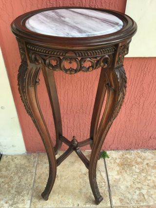 Vintage French Style Marble Top Pedestal Plant Stand