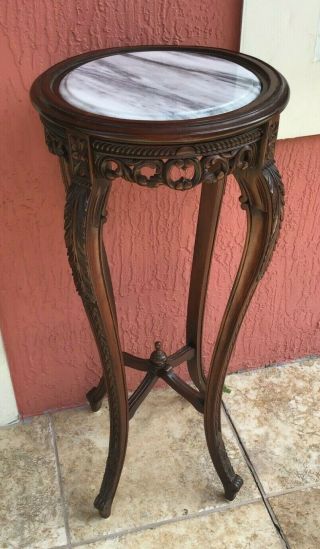 Vintage French Style Marble Top Pedestal Plant Stand 3