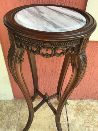 Vintage French Style Marble Top Pedestal Plant Stand 5