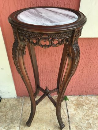 Vintage French Style Marble Top Pedestal Plant Stand 6