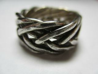 Sterling Silver 925 Estate Vintage Mens Southwest Braided Heavy Band Ring Size 8