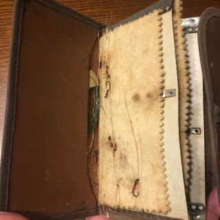 Vintage Fly Fishing Leather Wallet for holding flies and leaders 3