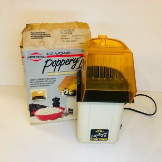 Vintage West Bend Poppery Ii Hot Air Popcorn Corn Popper 4 Quart 82102 Y 1200 W