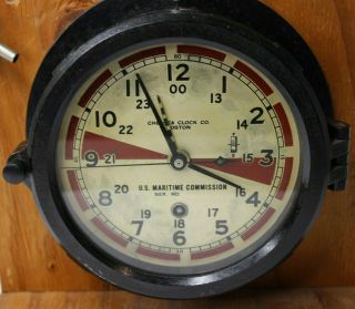 Chelsea Clock Co.  Boston Mass.  Maritime Commission Military Ships Clock Ww2 1940s