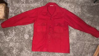 Vintage Official Boy Scouts Of America Red 85 Wool Jacket Size 40 1950s