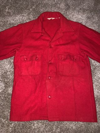 Vintage Official Boy Scouts of America Red 85 Wool Jacket Size 40 1950s 2