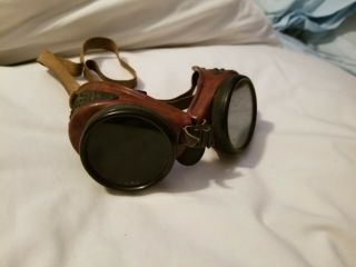 Vintage Welder Goggles Steampunk Glasses,  Dark Lenses,  Bakelite Made Usa