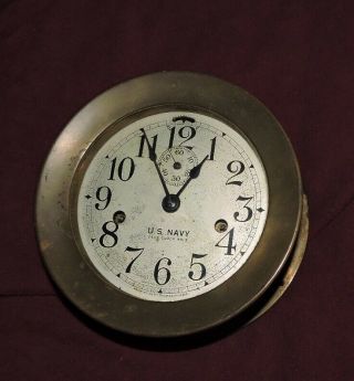 Old Brass Seth Thomas Us Navy Deck Clock No 3 With Key