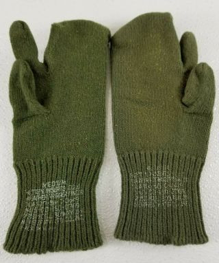 Vintage USA Military Mittens Gloves Set Extreme Cold Weather Leather Wool Medium 3