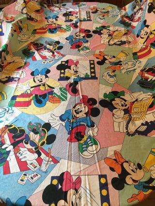 Vtg Set Pacific Walt Disney Minnie Mouse Twin Flat & Fitted Sheet Bright Colors