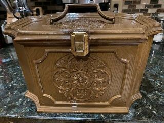 Vintage Max Klein Sewing Box Larger Box Tray Ornate Faux Wood Exc Cond