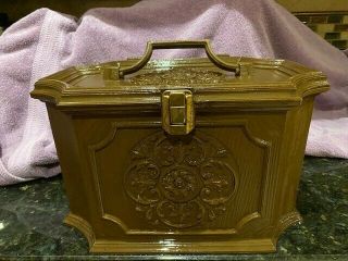 Vintage Max Klein Sewing Box Larger Box Tray Ornate Faux Wood EXC COND 2