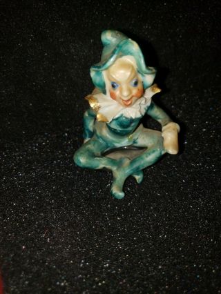 Vintage Japan Ceramic Green Pixie Elf Gnome Figurine