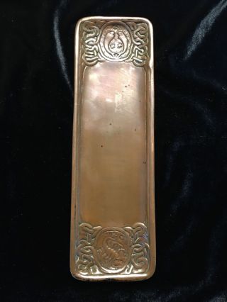 Antique Tiffany Studios York 1000.  Bronze Zodiac Pen Tray: Scorpio/pisces