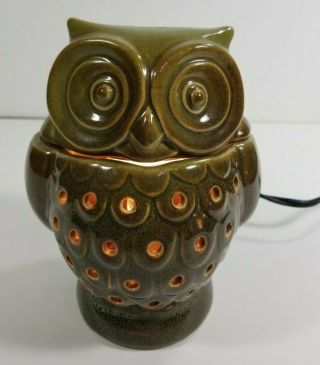 Ceramic Horned Owl Electric Candle Wax Melt Warmer Burner (vintage Green Color)