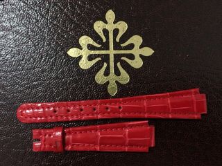 Vintage Patek Philippe Gondolo Red Rouge Leather Strap Lady Nos Bracelet