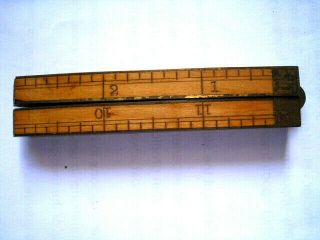 Vintage C S Co No.  65 1/2 Small 3 " To 12 " Folding Brass & Wood Carpenter 