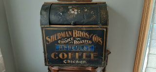 Antique Large Store Display Roasted Coffee Tin Bin Grocery Chicago