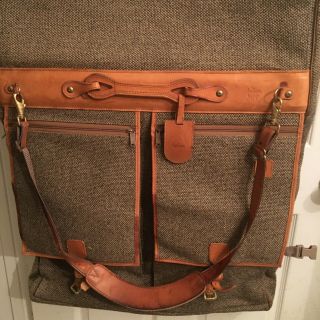 Hartmann Tweed Vintage Folding Garment Bag 22 " Leather Belting Carry On Luggage