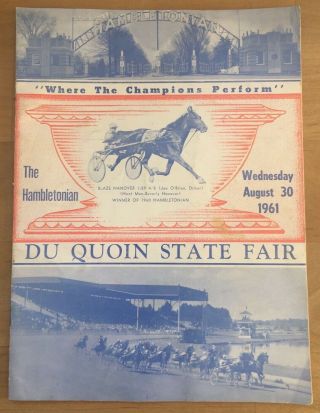 1961 Vintage Du Quoin Illinois State Fair Harness Racing Program (hambletonian)