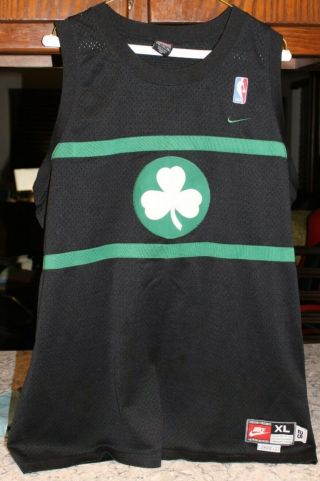 Vintage Nike Boston Celtics Clover Rewind Black Paul Pierce 34 Jersey Size Xl