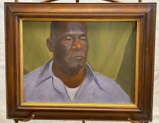 Vintage Oil On Canvas Portrait Of An African American Man Framed Painting